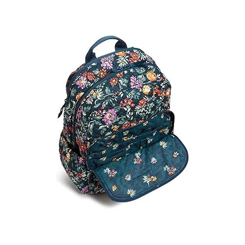  Vera Bradley Cotton Campus Backpack, Fresh-Cut Floral Green