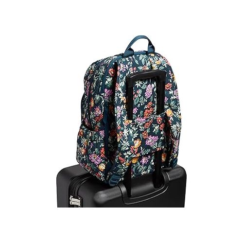  Vera Bradley Cotton Campus Backpack, Fresh-Cut Floral Green