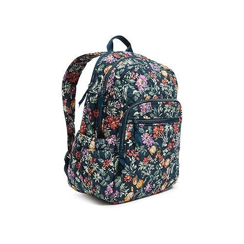  Vera Bradley Cotton Campus Backpack, Fresh-Cut Floral Green