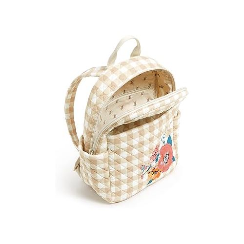  Vera Bradley Women's Cotton Small Backpack, Peach Blossom Picnic - Recycled Cotton, One Size