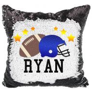 VeraFide Football Sequin Pillow Boys, PersonalizedFootball Reversible Sequin Pillow (Black/White)