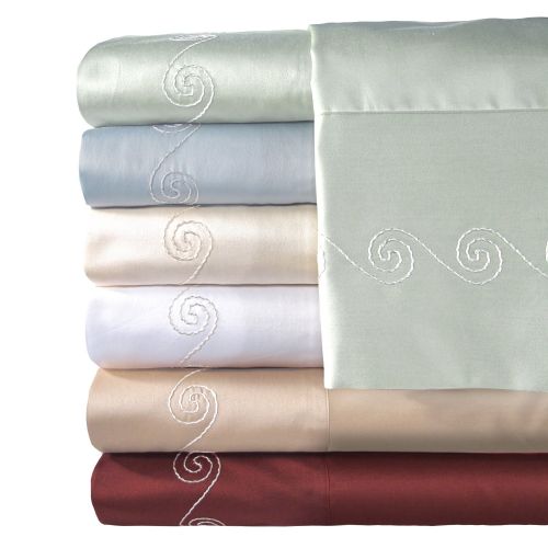  Veratex The Swirl Collection Contemporary Style 100% Egyptian Cotton Sateen 500 Thread Count Swirl Bed Sheet Set, Full, Sage