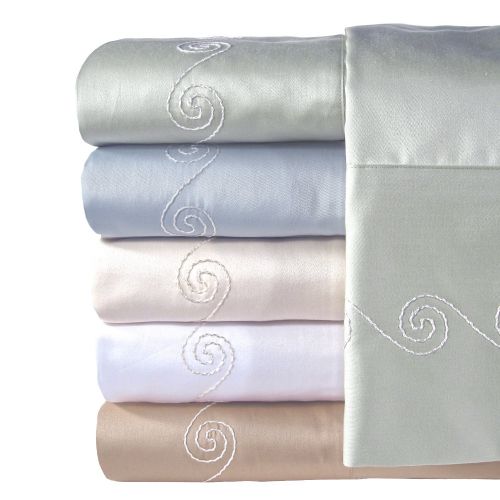  Veratex The Swirl Collection Contemporary Style 100% Egyptian Cotton Sateen 300 Thread Count Swirl Bed Sheet Set, King, Sage