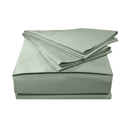  Veratex 100% Egyptian Cotton Sateen 300 Thread Count Solid Bed Sheet Set, Twin XL Size, Sage