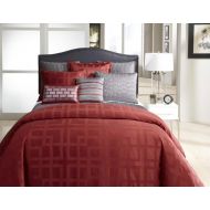 Veratex Frames Collection 100% Polyester 4-Piece Modern Bedroom Comforter Set, Queen Size, Red