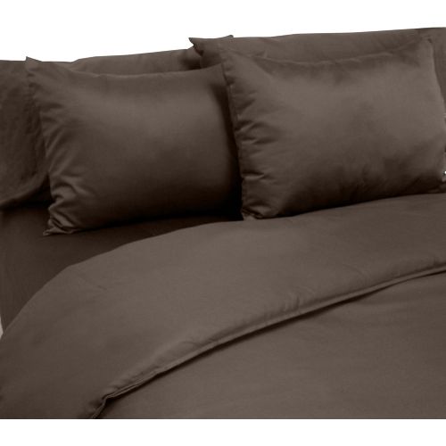  Veratex Made in the USA 100% Cotton Sateen 6-Piece 800 Thread Count Duvet Cover Set, Full, Espresso