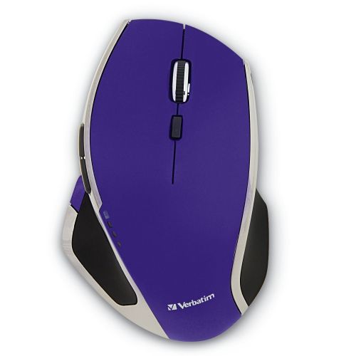  Verbatim Wireless Desktop 8-Button Deluxe Mouse - Ergonomic, Blue LED, Portable Mouse for Mac and Windows  Purple