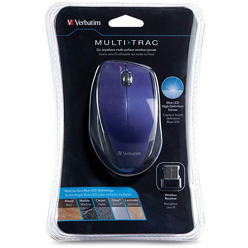  Verbatim Wireless Multi-Trac Blue LED Optical Mouse (Purple)