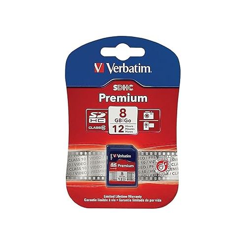  Verbatim 8GB Premium SDHC Memory Card, UHS-I V10 U1 Class 10, Blue (96318)