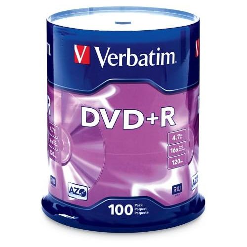  [아마존베스트]Verbatim DVD+R 4.7GB 16x AZO Recordable Media Disc - 100 Disc Spindle (FFP) - 97459