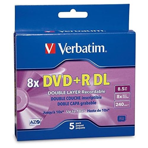  [아마존베스트]Verbatim DVD+R DL 8.5GB 8X AZO with Branded Surface - 5pk Jewel Case Box - 95311