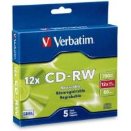 [아마존베스트]Verbatim CD-RW 700MB 2X-12X Rewritable Media Disc - 5 Pack Slim Case - 95157