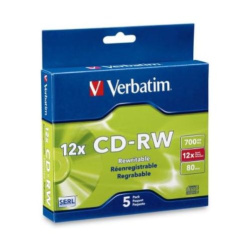  [아마존베스트]Verbatim CD-RW 700MB 2X-12X Rewritable Media Disc - 5 Pack Slim Case - 95157