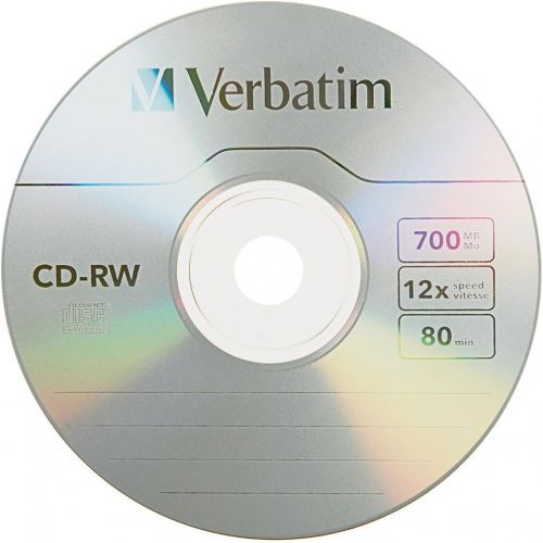  [아마존베스트]Verbatim CD-RW 700MB 2X-12X Rewritable Media Disc - 5 Pack Slim Case - 95157