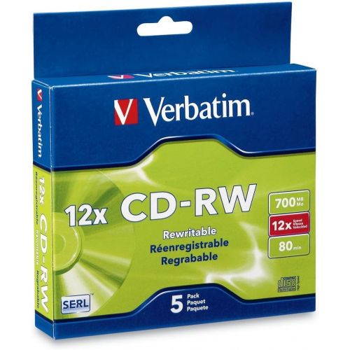  [아마존베스트]Verbatim CD-RW 700MB 2X-12X Rewritable Media Disc - 5 Pack Slim Case - 95157