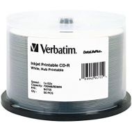 [아마존베스트]Verbatim CD-R 700MB 52X DataLifePlus White Inkjet Printable, Hub Printable - 50pk Spindle - 94755