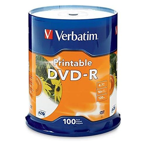  [아마존베스트]Verbatim DVD-R 4.7GB 16X White Inkjet Printable - 100pk Spindle