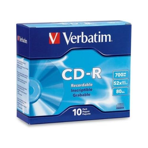  [아마존베스트]Verbatim CD-R 700MB 80 Minute 52x Recordable Disc - 10 Pack Slim Case - 94935