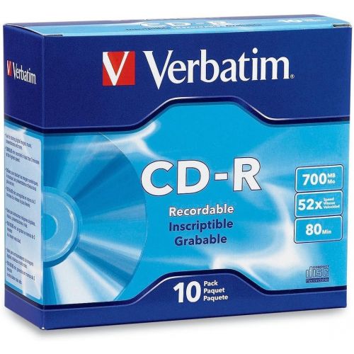  [아마존베스트]Verbatim CD-R 700MB 80 Minute 52x Recordable Disc - 10 Pack Slim Case - 94935