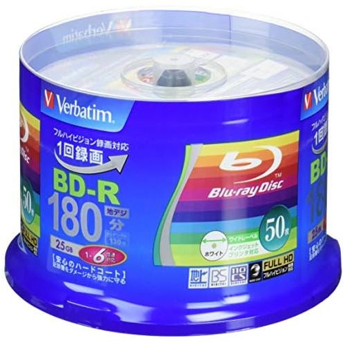  [아마존베스트]50 Verbatim Blu Ray 25 Gb Bd-r Single Layer 6X Speed Original Spindle Printable Blueray