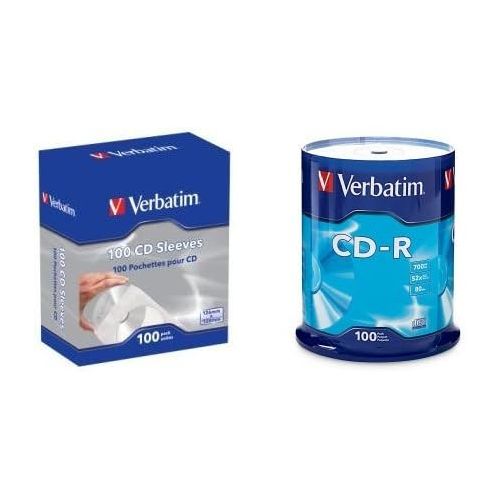  [아마존베스트]Verbatim CD-R 700MB 52X 100pk Spindle w/ CD/DVD Paper Sleeves-with clear window