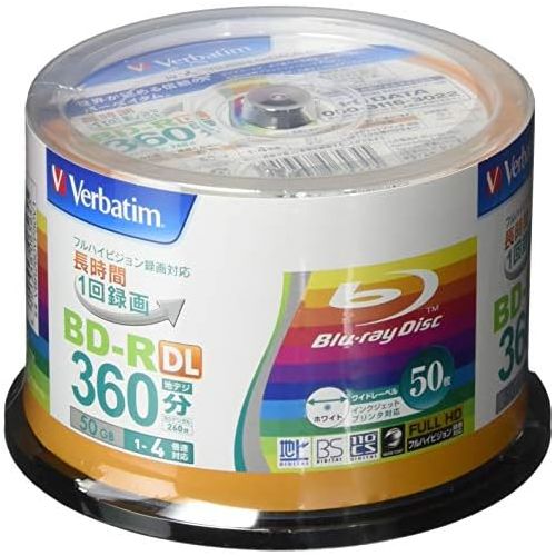  [아마존베스트]Verbatim Blu-ray Disc 50 pcs Spindle - 50GB 4X BD-R DL - Inkjet Printable