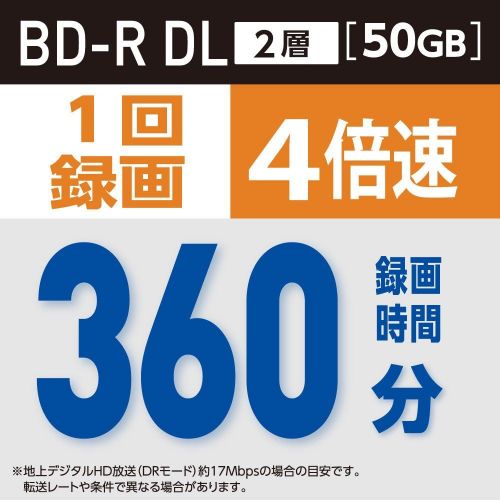  [아마존베스트]Verbatim Blu-ray Disc 50 pcs Spindle - 50GB 4X BD-R DL - Inkjet Printable