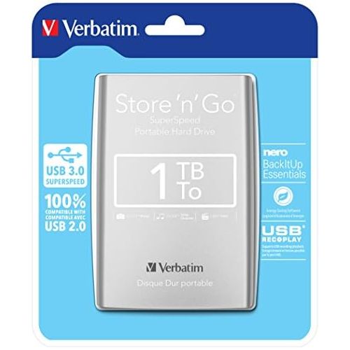  Verbatim 2.5 1TB USB 3 Silver Ext HDD