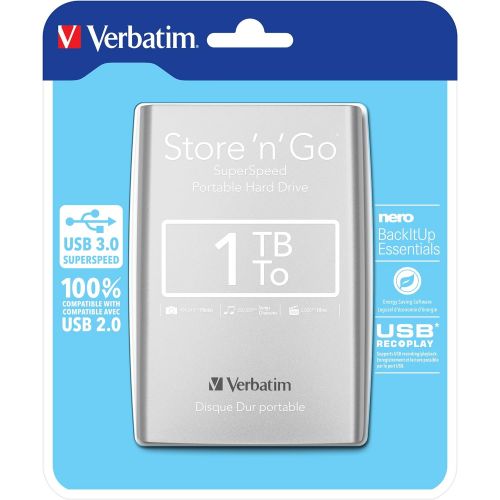  Verbatim 2.5 1TB USB 3 Silver Ext HDD