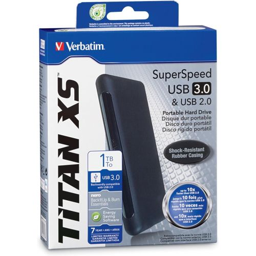  Verbatim 1TB Titan Portable Hard Drive, USB 3.0 - Black