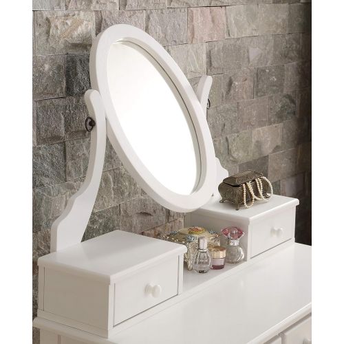  Veria Wood Makeup Vanity Table and Stool Set, White