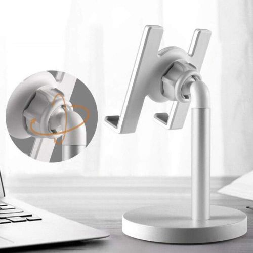  Verigle Tablet Stand Cell Phone Holder,for Desk Desktop Pro, Compatible with iPhone X / 8 iPad, Samsung, Kindle and Others Smartphones 1 Pack Silver