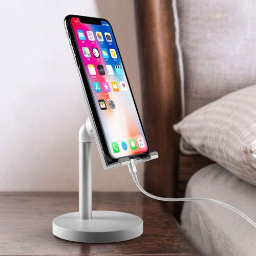  Verigle Tablet Stand Cell Phone Holder,for Desk Desktop Pro, Compatible with iPhone X / 8 iPad, Samsung, Kindle and Others Smartphones 1 Pack Silver