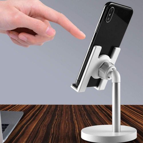  Verigle Tablet Stand Cell Phone Holder,for Desk Desktop Pro, Compatible with iPhone X / 8 iPad, Samsung, Kindle and Others Smartphones 1 Pack Silver