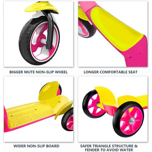  [아마존 핫딜] [아마존핫딜]Verkstar Kick Scooter for Kids Toddlers Girls Boys, 2 in 1 Kids Scooter with Handbrake, Adjustable Handle, Extra-Wide Deck, The Latest Outdoor Toys for Kids Activities (Yellow & Pi