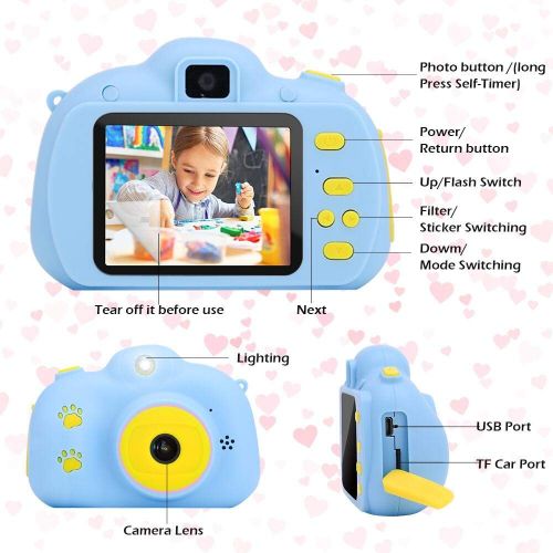  Verkstar Kids Camera Mini Toys Camera 2.4 Inches Screen HD 1080P Rechargeable Video Digital Children Camera for 3-12 Years Old Boys Girls Christmas Birthday Party Gift