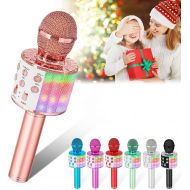 Verkstar Wireless Karaoke Microphone, Bluetooth Speaker Mic Toy for Kids Adults Birthday with LED Lights and Recording Magic Sing Portable Handheld Karaoke Machine