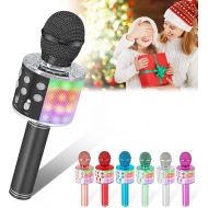 Verkstar Karaoke Microphone,Upgrade Bluetooth Wireless Karaoke Mic for Kids Adults Portable Handheld Singing Speaker Machine with Colorful LED Lights for Christmas Birthday Gifts