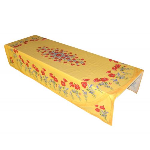  French Yellow Poppy Coated Tablecloth, 62x96 in, by Vero France