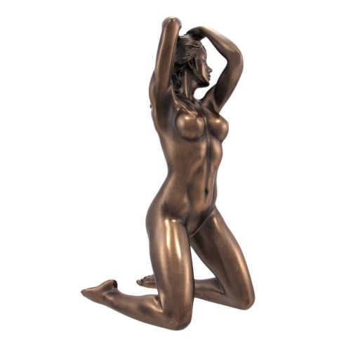  Veronese Bronzed Finish Woman Kneeling Pose Statue Art