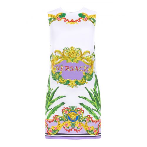  Versace Beverly Palm print cady dress