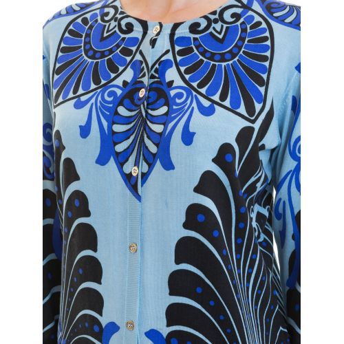  Versace Collection Blue baroque print silk cardigan
