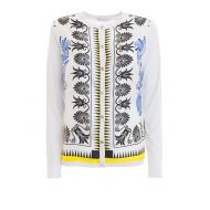 Versace Collection Baroque print white silk cardigan