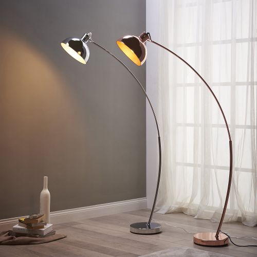  Versanora - Arco Floor Lamp with Shade - Rose Gold Finish