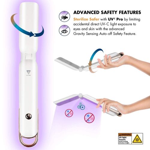  VersativTECH UV-C Sanitizing Wand Ultraviolet Sanitizer UV-C Light. Portable Folding Safety UVC Wand Disinfection Lamp to sterilize 99% Germs Bacteria Mold for Healthy Home Work Surfaces Everyw