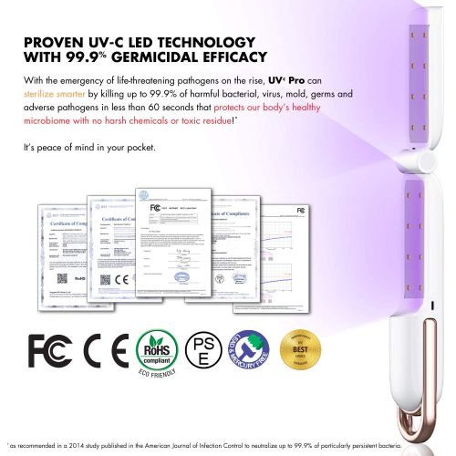  VersativTECH UV-C Sanitizing Wand Ultraviolet Sanitizer UV-C Light. Portable Folding Safety UVC Wand Disinfection Lamp to sterilize 99% Germs Bacteria Mold for Healthy Home Work Surfaces Everyw