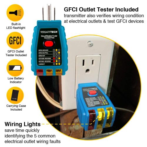  [아마존베스트]VersativTECH Circuit Breaker Finder with GFCI Circuit Tester & LED flashlight: 3-in-1 Circuit Breaker Finder Multitool to quickly identify the right Circuit Breaker is powering an outlet accura