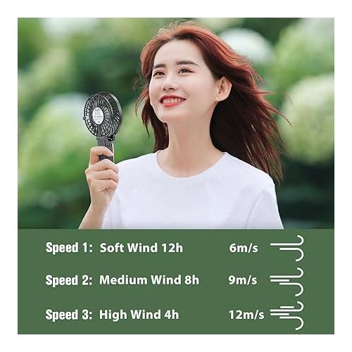  VersionTECH. Portable Handheld Fan, Travel & Camping Essentials Small Desk Fans, Mini Personal Accessories with USB Rechargeable Battery Operated Cooling Electric for Office Room Household Black