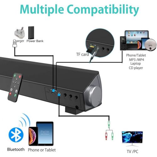  [아마존 핫딜] Sound Bar for TV, VersionTECH. Computer Speakers, USB Soundbar Wired & Wireless, 4.2 Bluetooth 16in Portable Home Theater Soundbars for Tablet Desktop Laptop Cellphone MP4