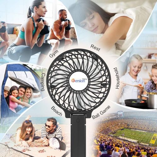  [아마존베스트]Mini Handheld Fan, VersionTECH. USB Desk Fan, Small Personal Portable Stroller Table Fan with USB Rechargeable Battery Operated Cooling Folding Electric Fan for Travel Office Room